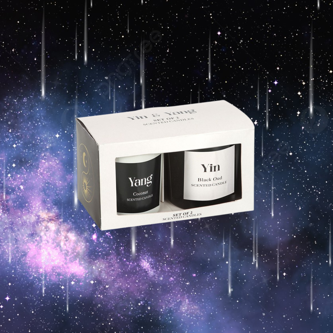 Set of 2 Yin Yang Black Oud and Coconut Candles
