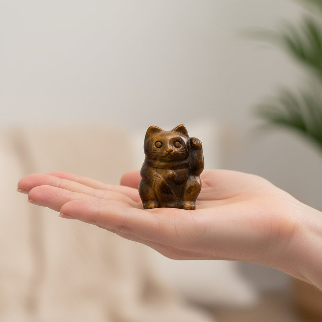Confidence & Courage Lucky Cat - Gold Tiger Eye