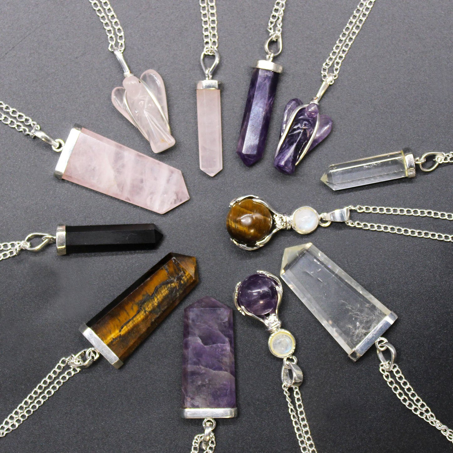 Rose Quartz Love & Healing Guardian Angel Pendant