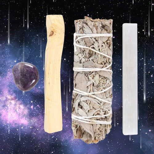 Smudge Kit with Amethyst Crystal