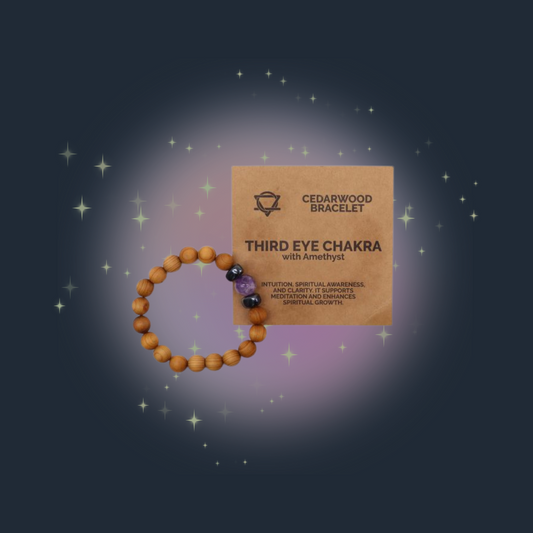 Cedarwood Third Eye Chakra Bangle with Amethyst