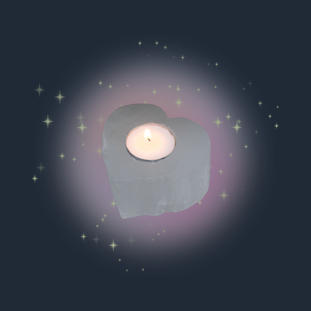 Selenite Heart Candle Holder