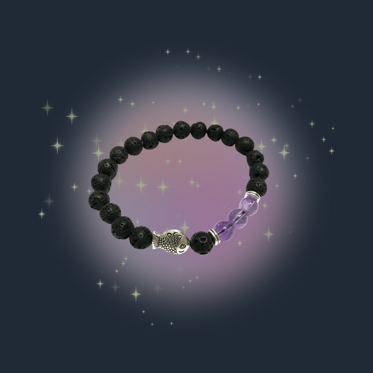 Lava Stone Bracelet - Fish Amethyst