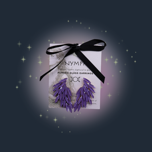 Lavender - Vintage Glass - Angel Wings - Earrings