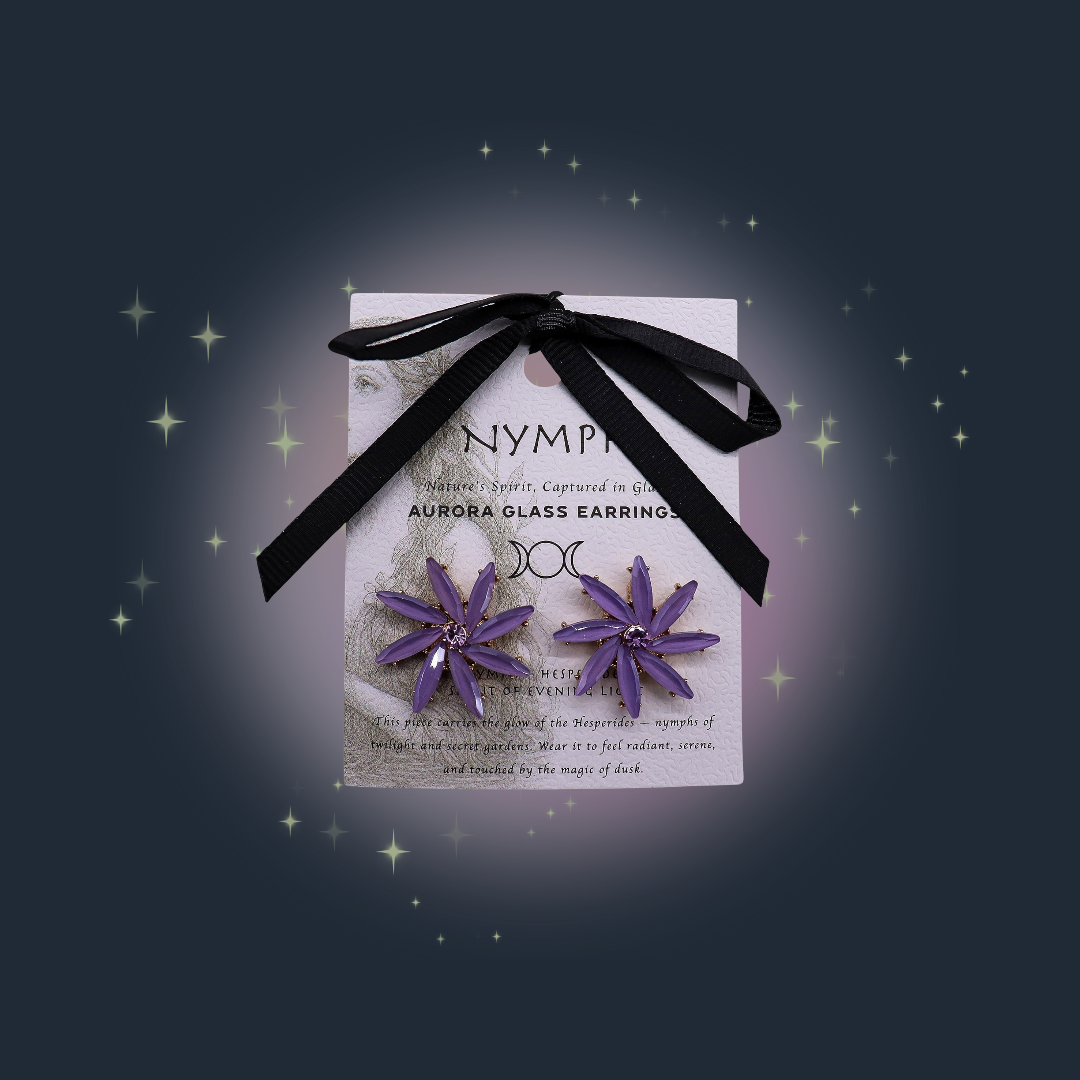 Lavender - Vintage Glass - Flowers - Earrings