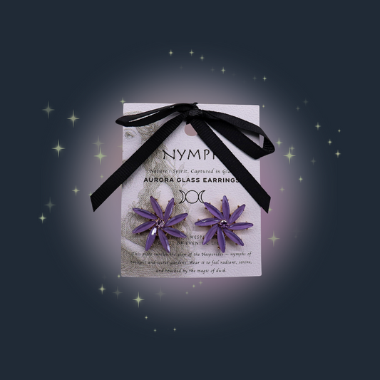 Lavender - Vintage Glass - Flowers - Earrings