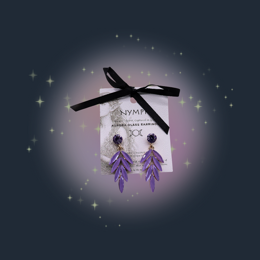 Lavender - Vintage Glass - Faries - Earrings