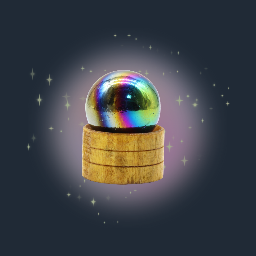 Gemstone Sphere 40mm - Amethyst Aura with Stand