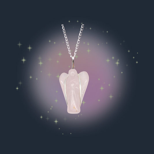 Rose Quartz Love & Healing Guardian Angel Pendant