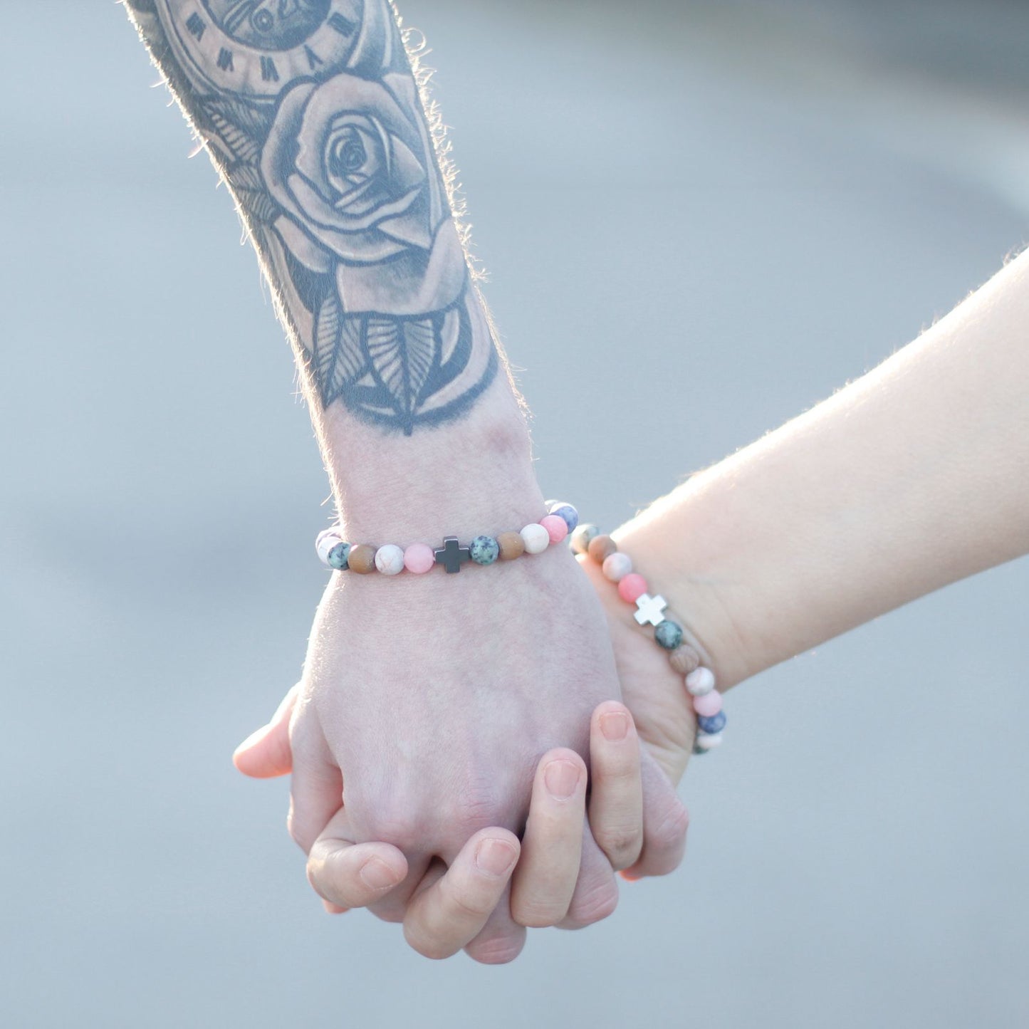 Love & Harmony Friendship Bracelet Set – Amethyst & Rose Quartz