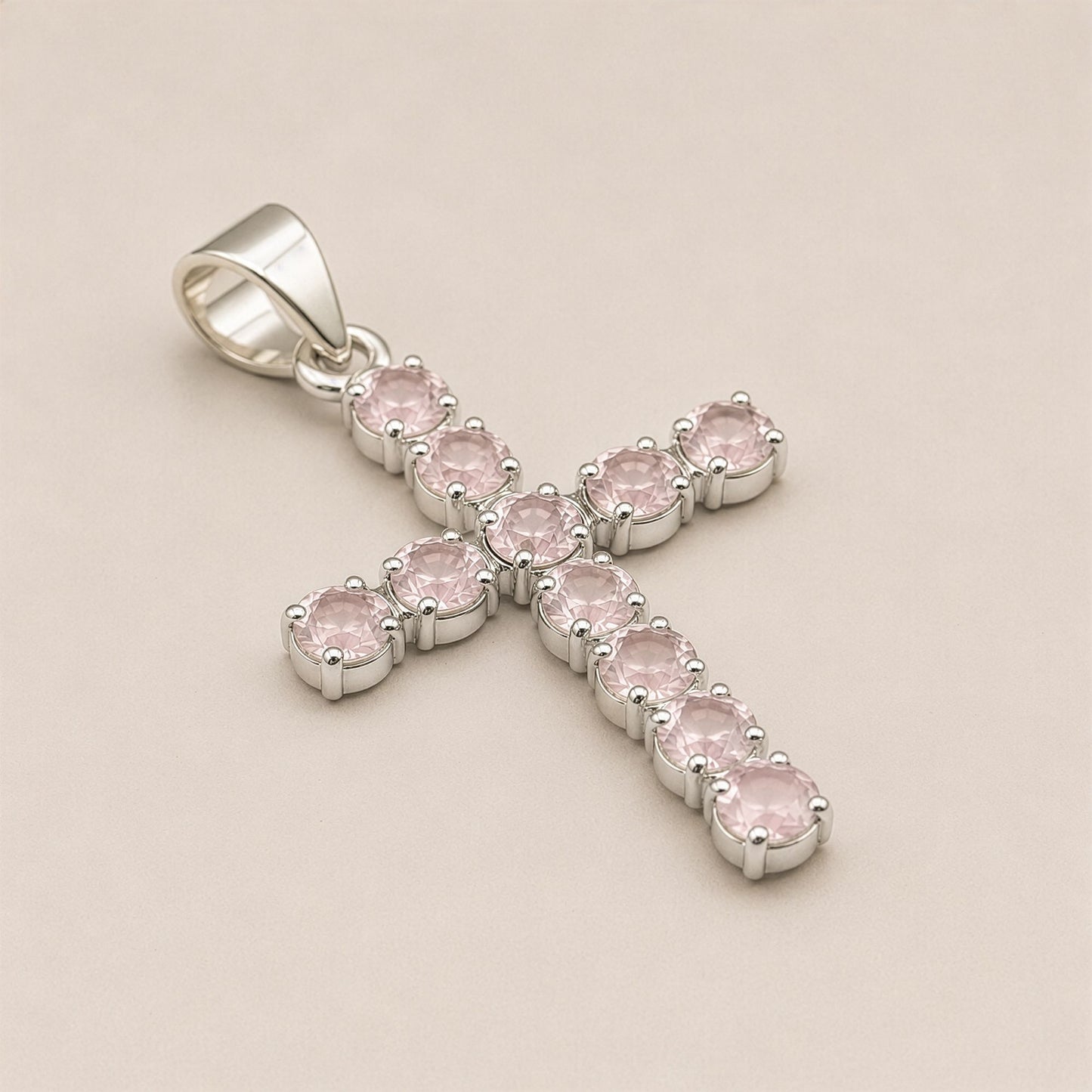 Love & Compassion Rose Quartz Crucifix Pendant