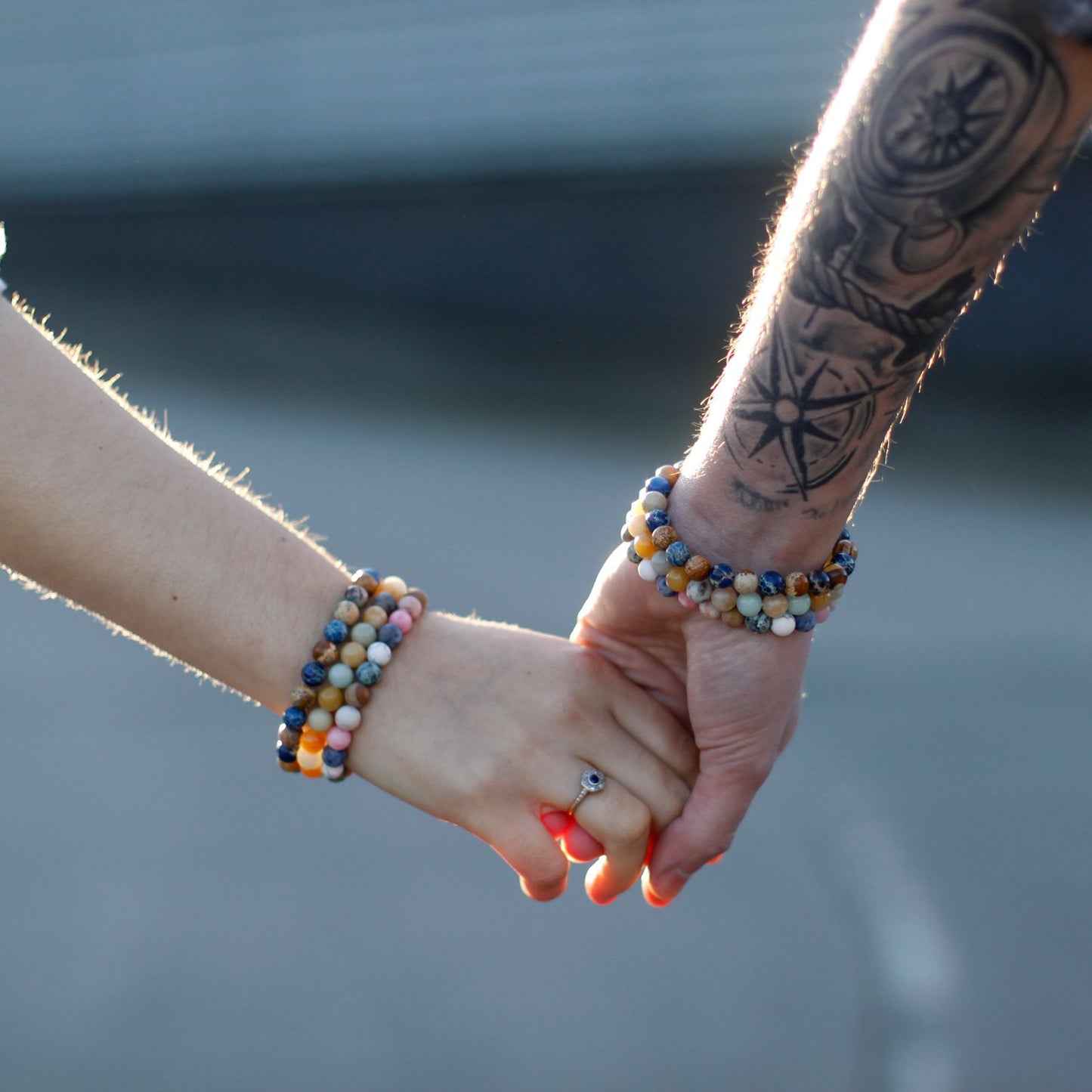 Love & Harmony Friendship Bracelet Set – Amethyst & Rose Quartz