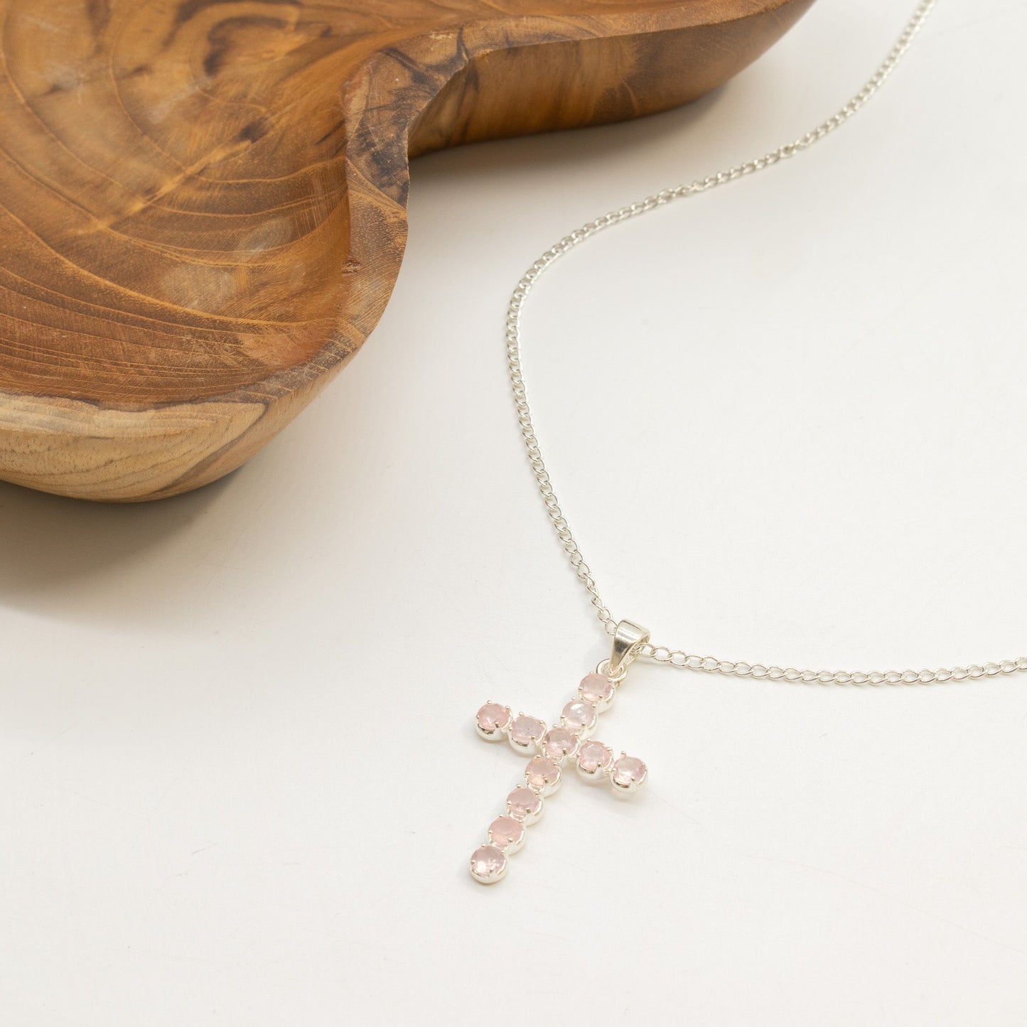 Love & Compassion Rose Quartz Crucifix Pendant