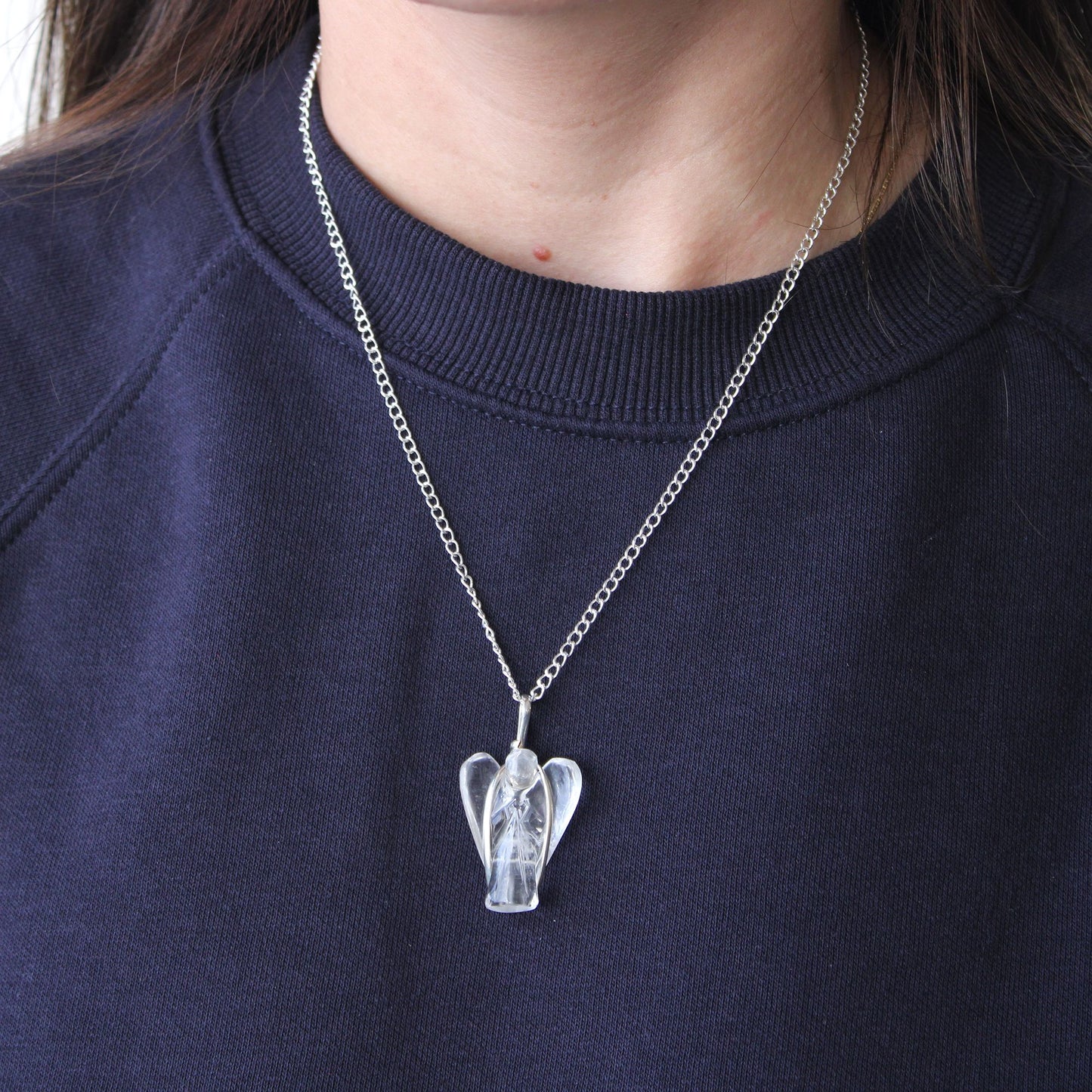Rose Quartz Love & Healing Guardian Angel Pendant