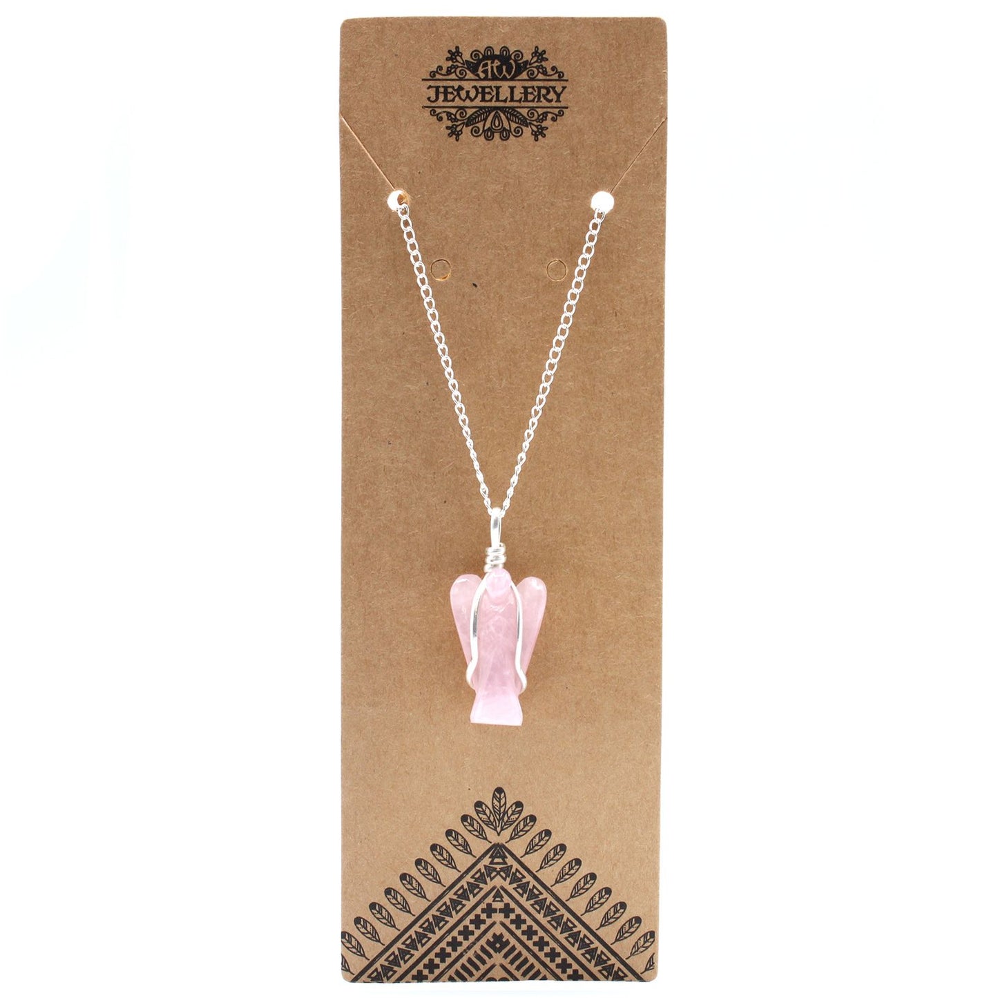 Rose Quartz Love & Healing Guardian Angel Pendant
