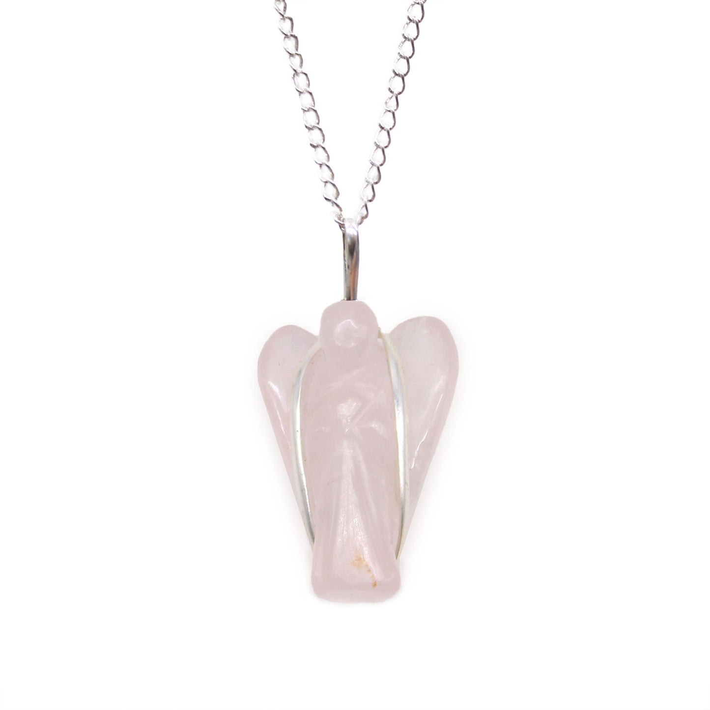 Rose Quartz Love & Healing Guardian Angel Pendant