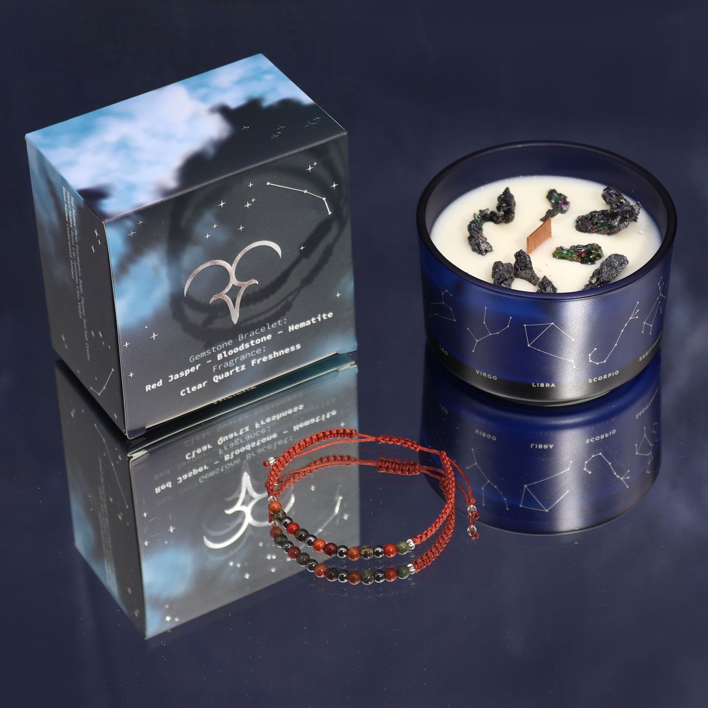 Courage & Confidence Aries Crystal Candle & Bracelet