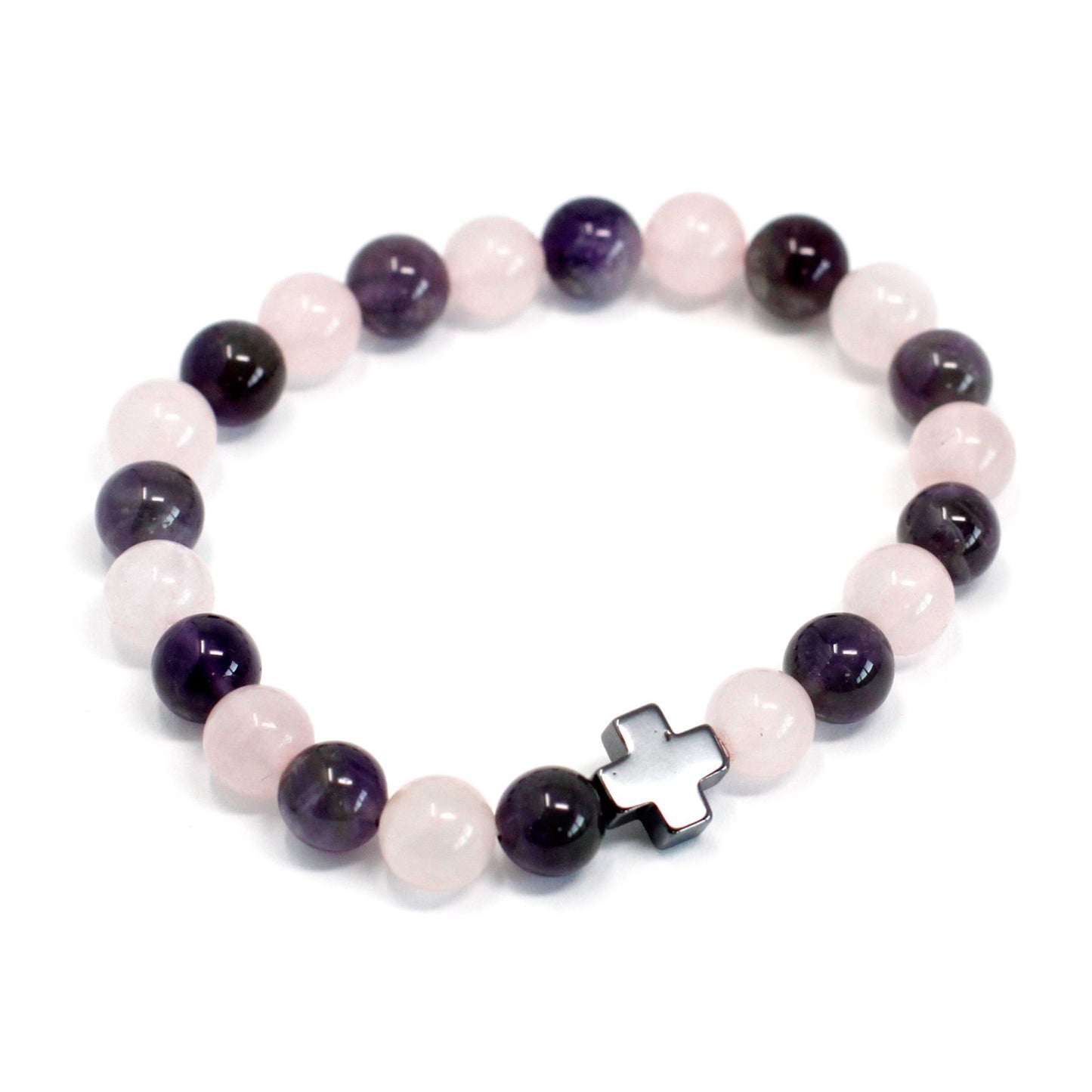 Love & Harmony Friendship Bracelet Set – Amethyst & Rose Quartz