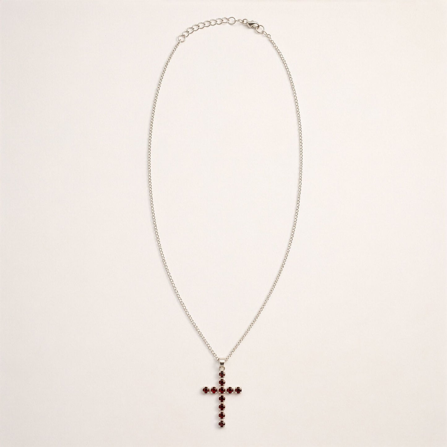 Strength & Courage Garnet Crucifix Pendant
