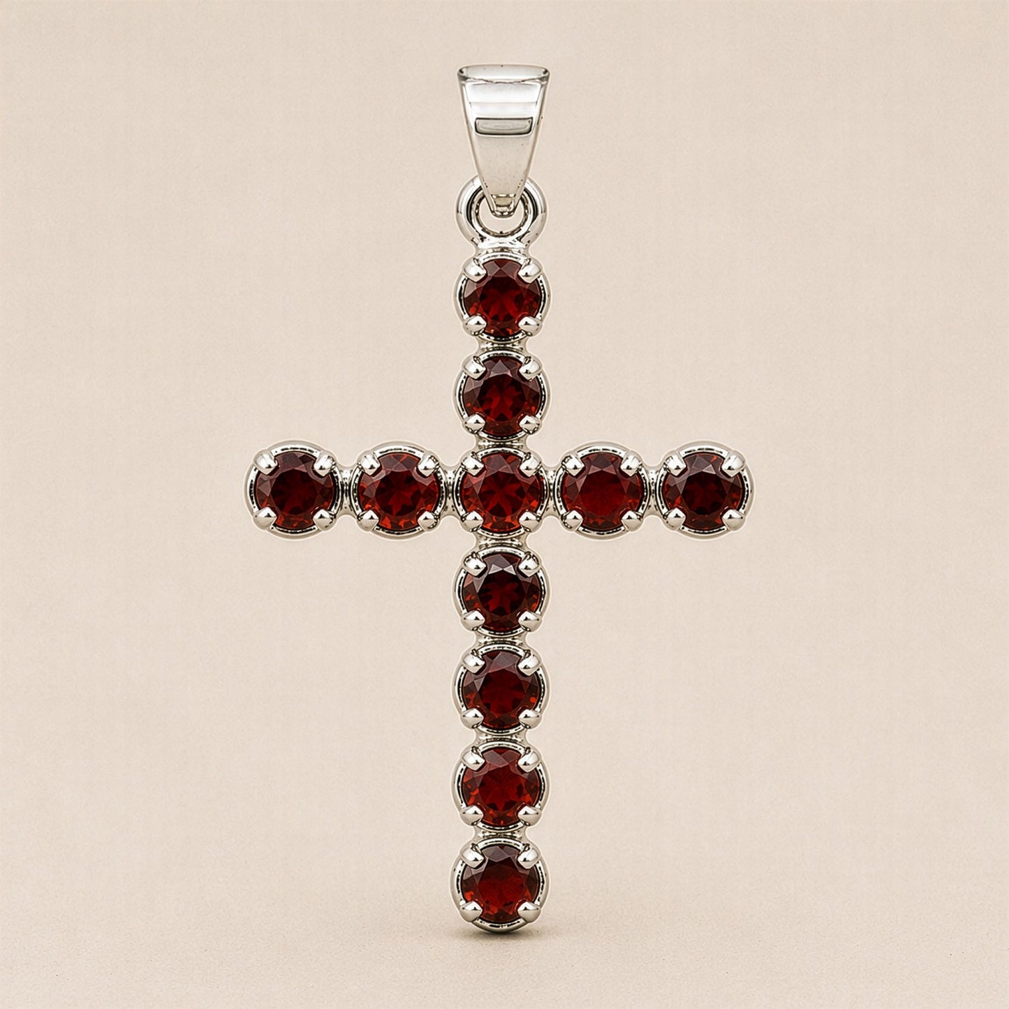 Strength & Courage Garnet Crucifix Pendant