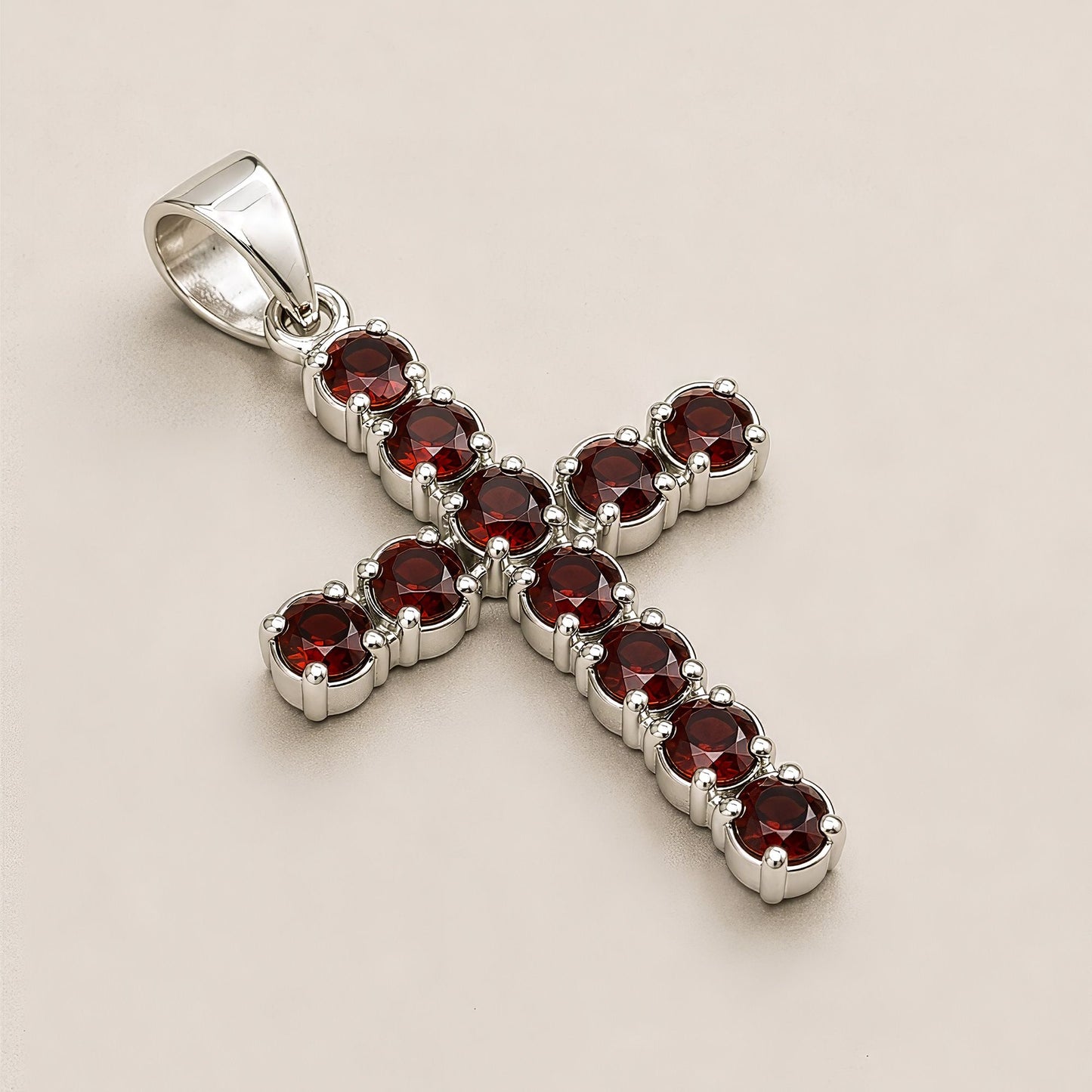 Strength & Courage Garnet Crucifix Pendant