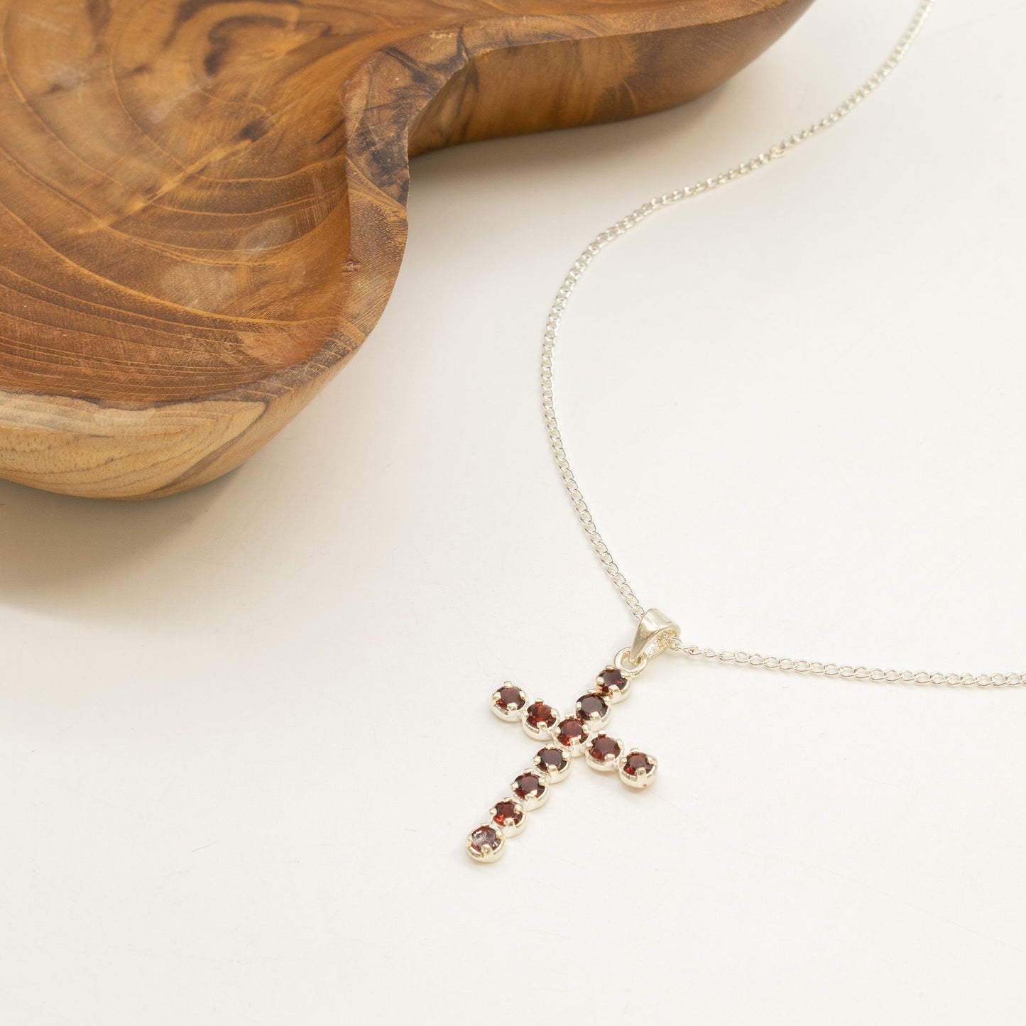 Strength & Courage Garnet Crucifix Pendant