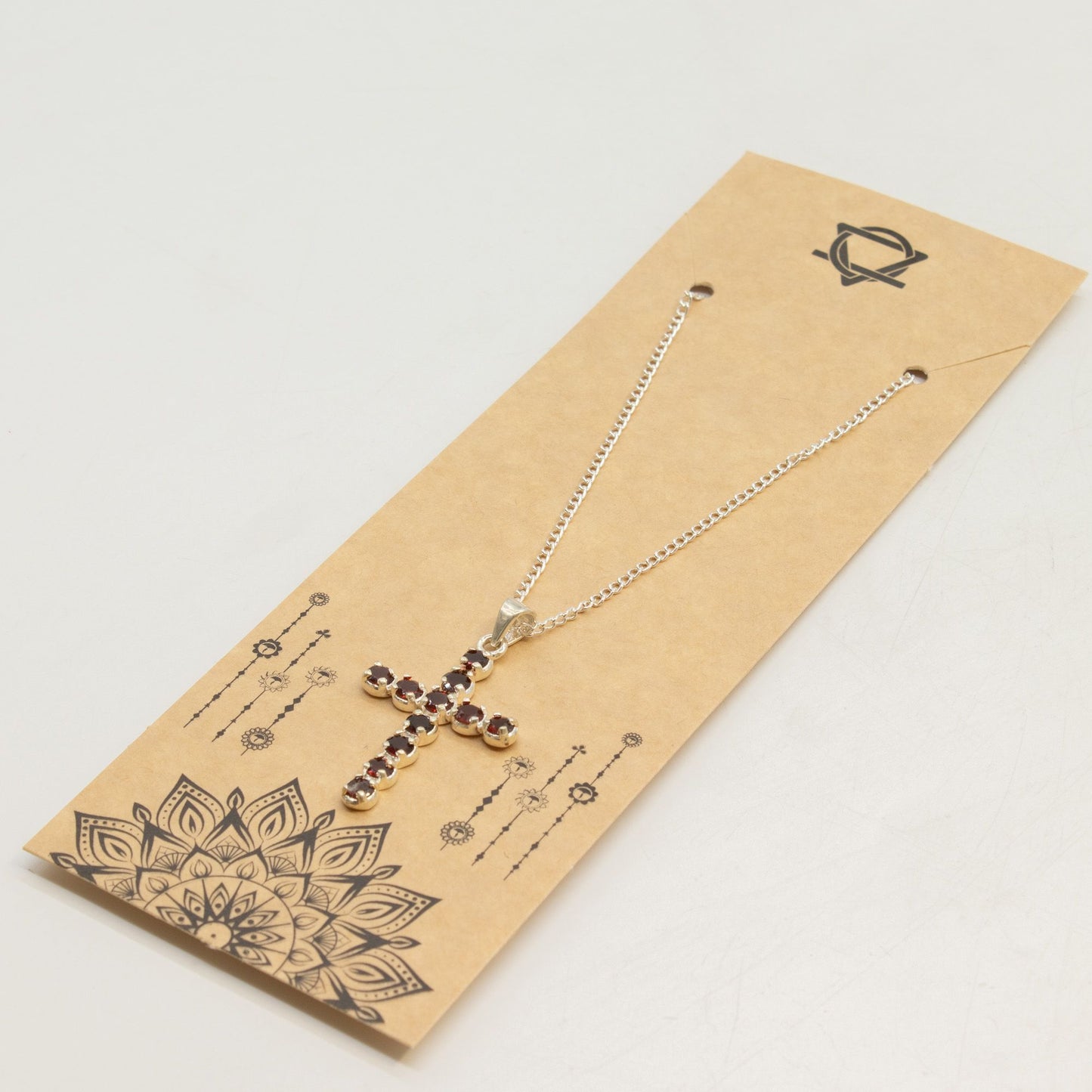 Strength & Courage Garnet Crucifix Pendant