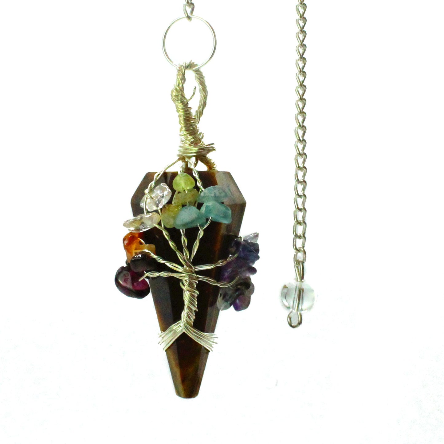 Seven Chakra Tiger's Eye Pendulum of Alignment