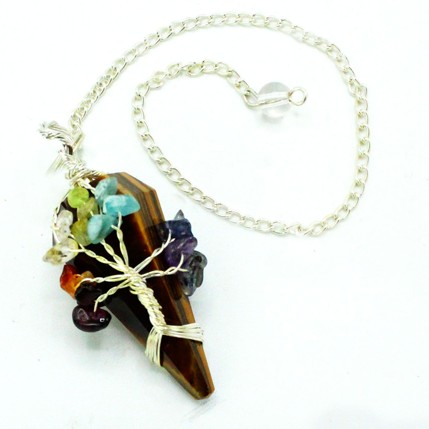 Seven Chakra Tiger's Eye Pendulum of Alignment