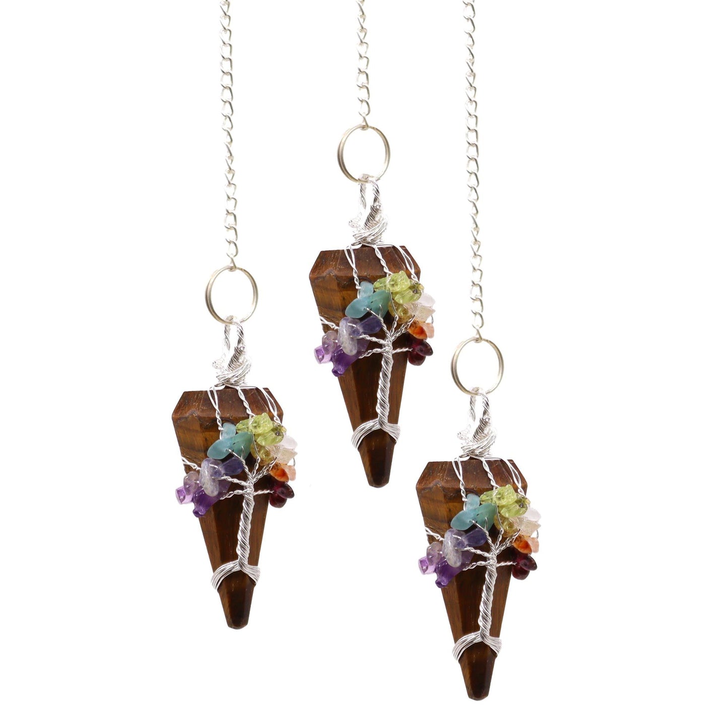 Seven Chakra Tiger's Eye Pendulum of Alignment